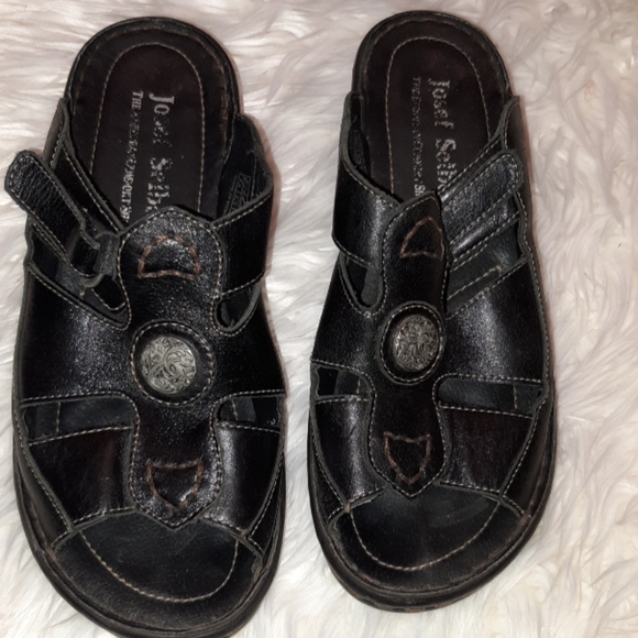 Josef Seibel Shoes - Josef Seibel black leather sandals size 7-7.5 38